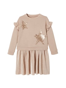 Festliches Mädchen 2-in-1-Kleid: Pailletten und Plisseerock aus Samt