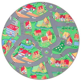 Kinder Spiel Teppich Little Village Rund