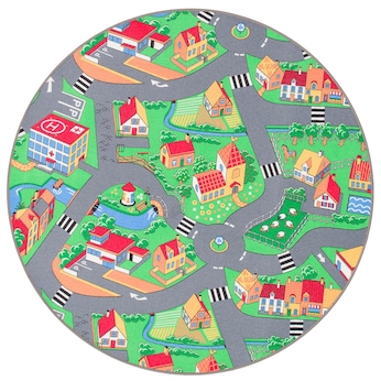 Kinder Spiel Teppich Little Village Rund