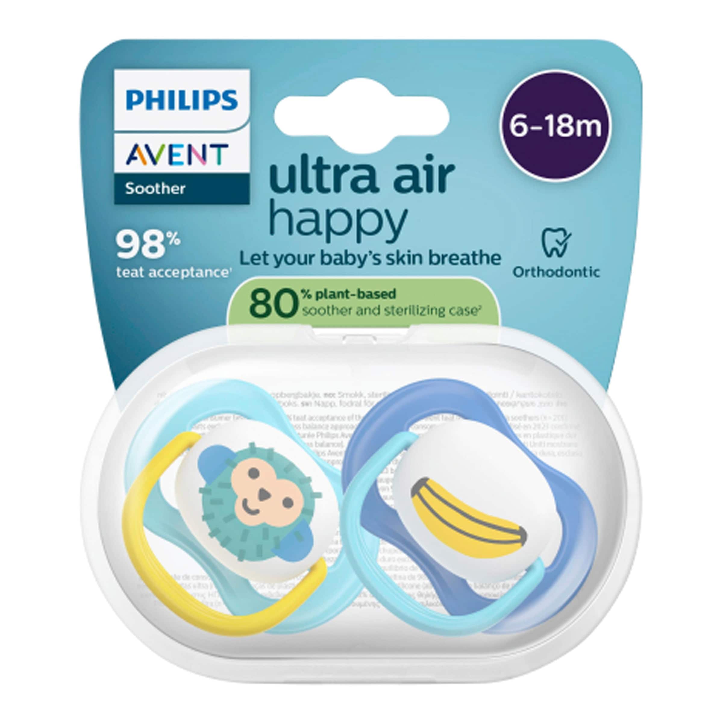 Philips Avent 2er-Pack Schnuller ultra air happy, 6-18M