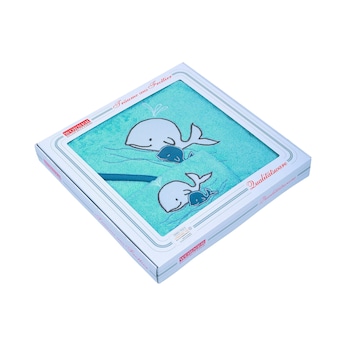 Ensemble de bain 2 pièces en éponge sortie de bain à capuche 80x80 cm avec gant de toilette