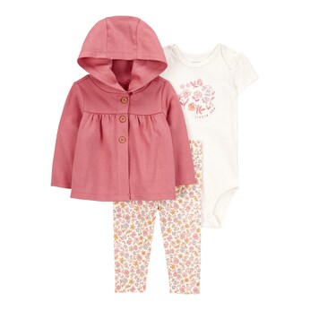 3-tlg. Set Body kurzarm, Sweatjacke und Leggings Blumen