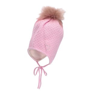 Bonnet d’hiver en maille avec pompon et coeur