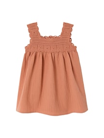 Baby Musselin-Kleid mit Häkeloberteil