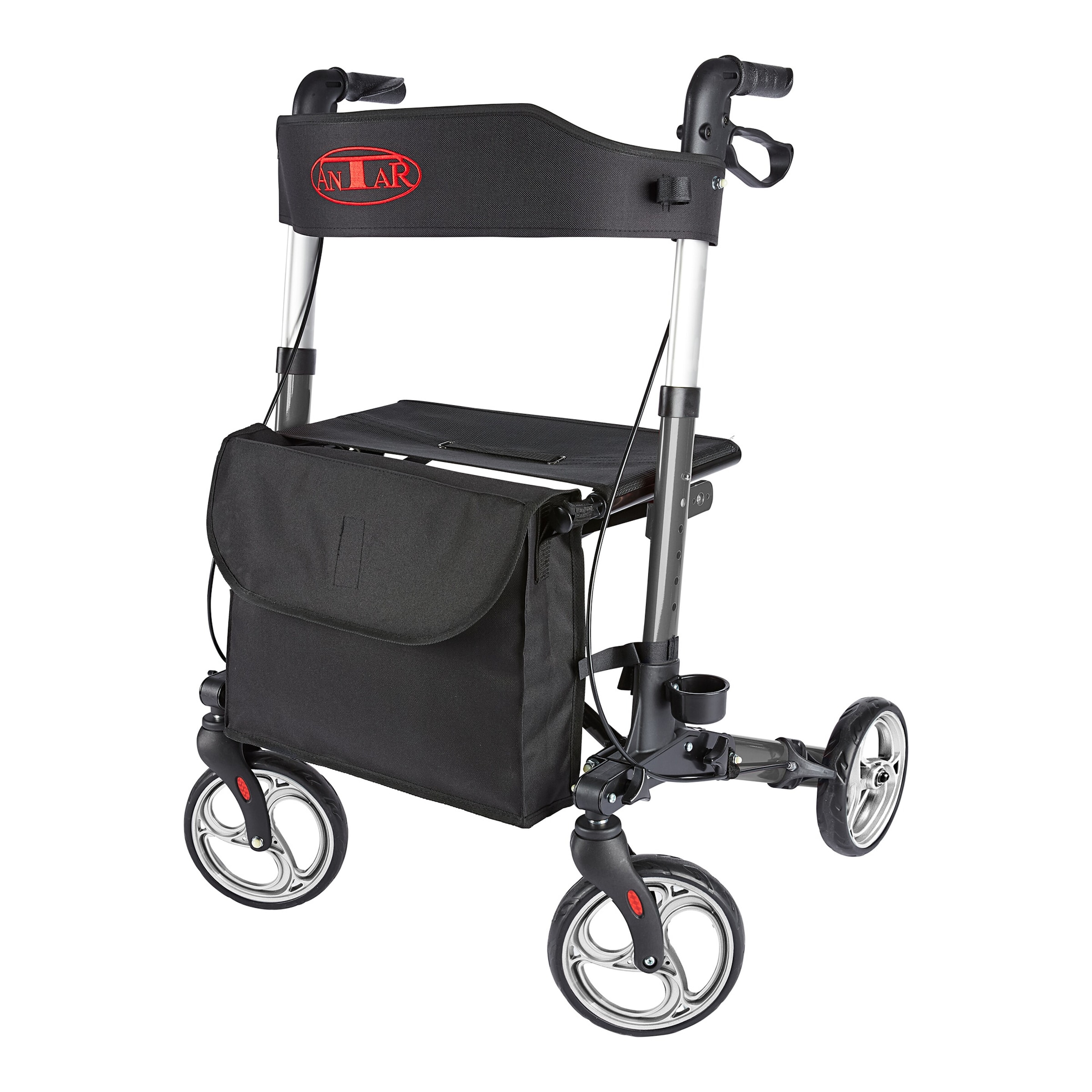 Leichtgewicht-Rollator Premium, Aluminium, mit Rückengurt und Tasche - AT51006 grau