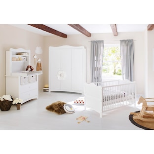 3-tlg. Babyzimmer Florentina breit groß, inkl. breitem Regalaufsatz