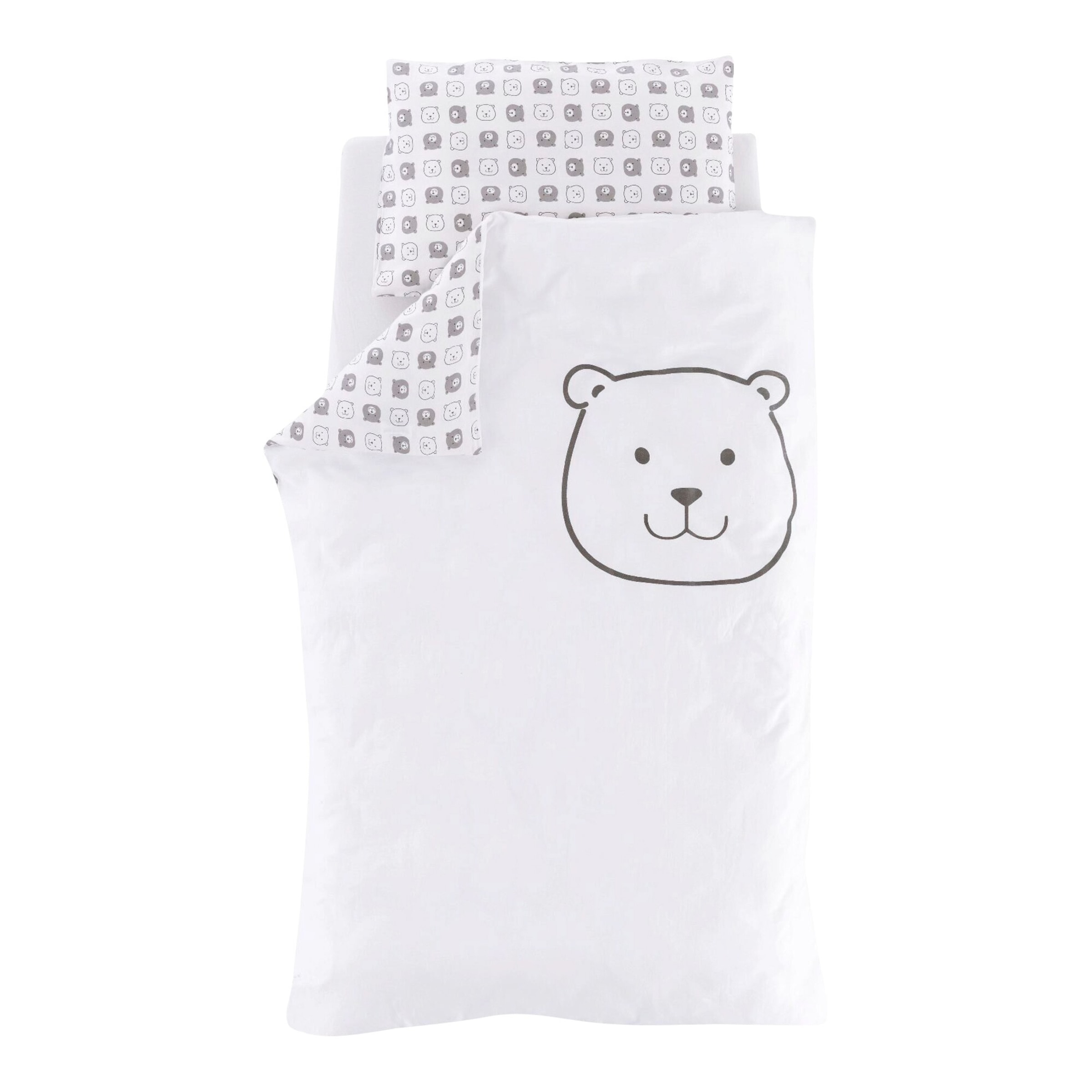 Träumeland Unisex Weiß/Grau Babybettwäsche (, Grau), B/L: 100Cm X 135Cm, 1 Stk., 1 Stk., Jersey, B/L: 60Cm X 40Cm, 2 Stk., Jersey, Obermaterial: 100% Baum... - Image 2