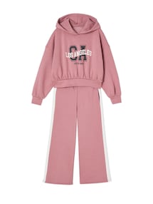 Mädchen-Set: Kapuzensweatshirt & Flared-Joggpants