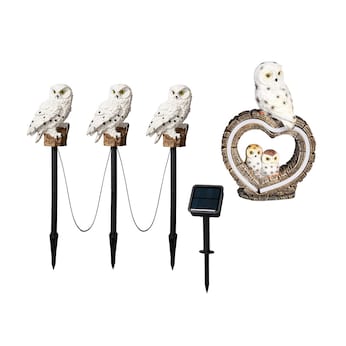 Solar-LED-Gartenfigur-Set "Schneeeulen", 4-teilig