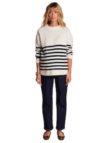 Gestreifter Umstandspullover, Oversize-Schnitt