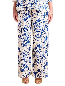 Weite Umstandshose mit Blumenprint, hoher Bund
