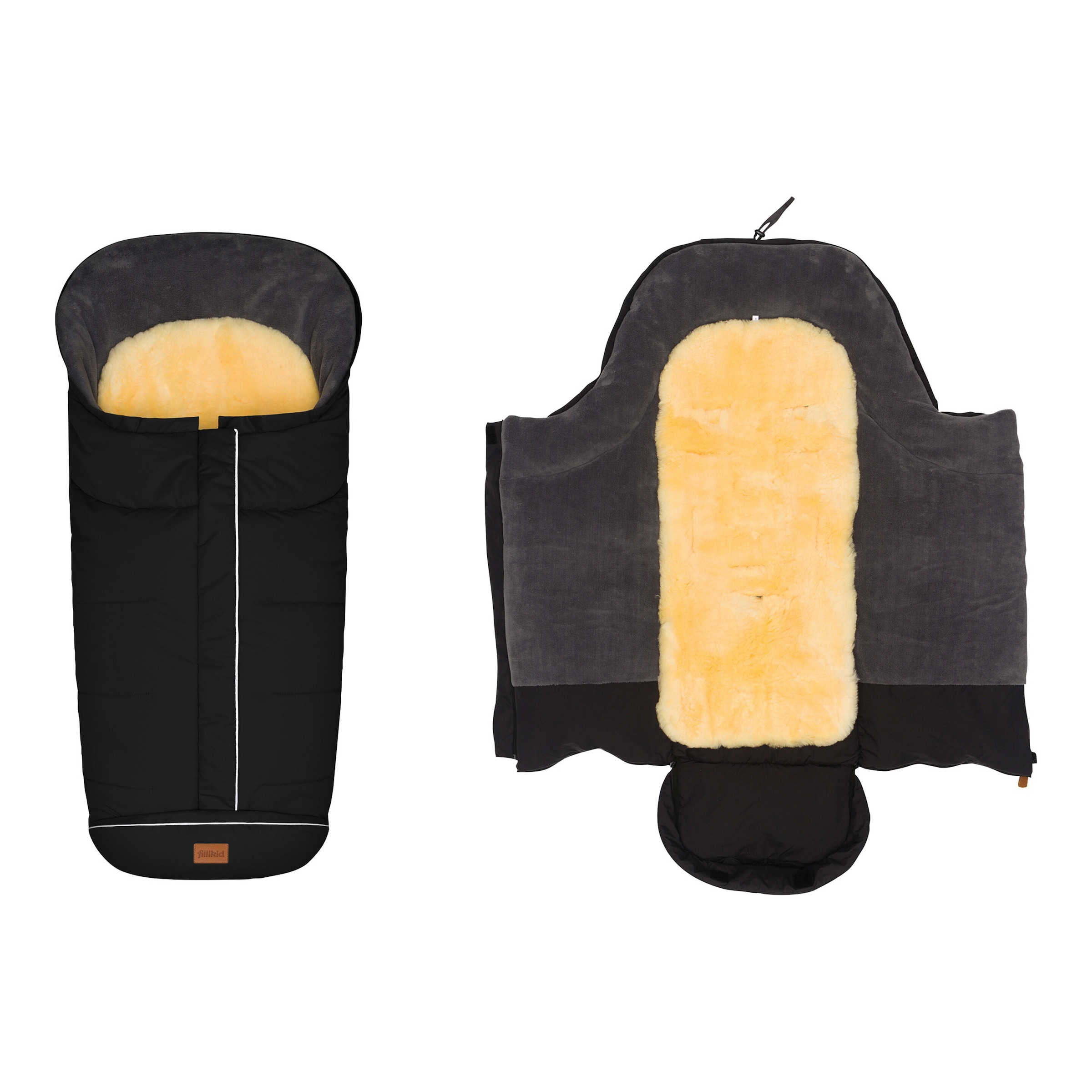 Thumbnail - Fillikid Winterfußsack Lammfell Nanga schwarz