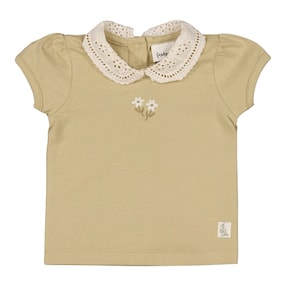 T-Shirt Bubikragen Blumenstickerei