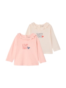 2er-Pack Baby Shirts mit R¸schenkragen, Mama- & Papa-Schriftzug