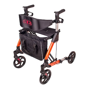 Aluminium Vierrad Leichtgewicht- Rollator mit Einkaufstasche und Rückengurt - AT51034