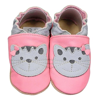 Krabbelschuhe Katze rosa