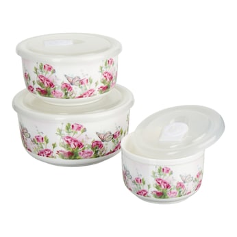 Lot de 6 boîtes de conservation en porcelaine «Roseraie»