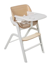 4-in-1 Hochstuhl-Set WOODYNEST: Mitwachsender Hochstuhl, Babywippe, Babyset mit Sitzkissen und Tablett