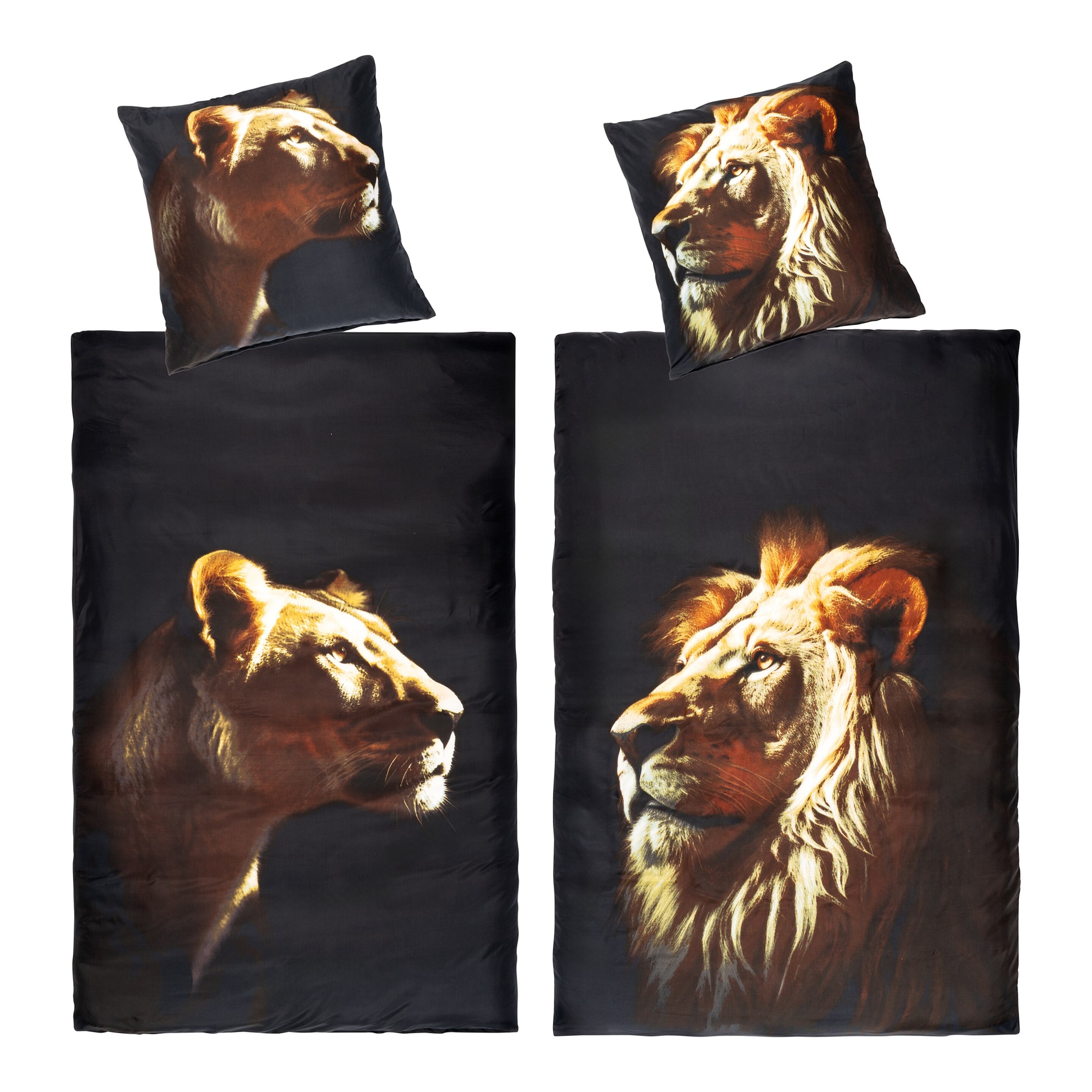 Bettwäsche-Set "Löwenfamilie", 4-teilig, 135x200 cm