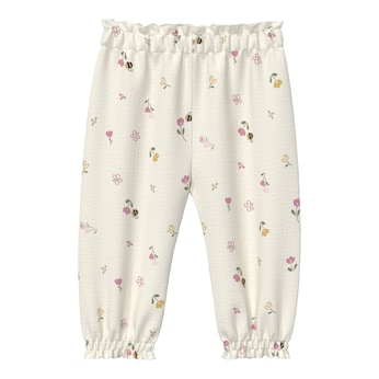 Pantalon en mousseline fleurs abeilles