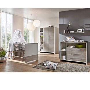 3-tlg. Babyzimmer Eco Silber mit 2-türigem Kleiderschrank