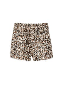 Twill-Shorts mit Bindegürtel und leicht ausgefranstem Beinabschluss Mädchen