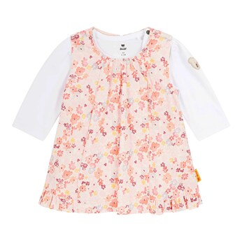 2-tlg. Set Kleid ohne Arm und Shirt langarm Blumen