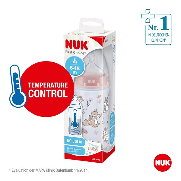 NUK - DISNEY BABY - Biberon First Choice Plus, tétine anti-coliques, 300  ml, 6-18 M