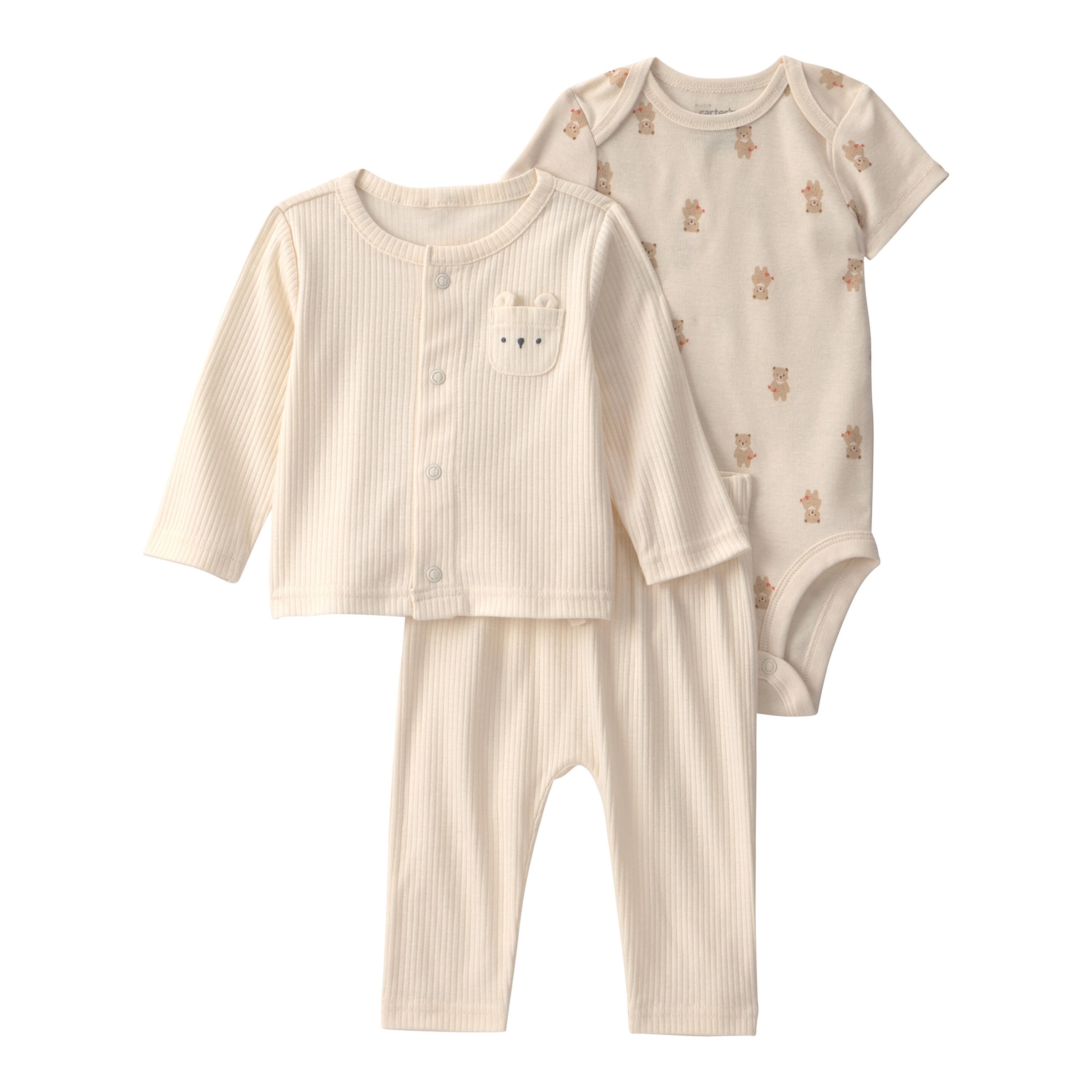 Carter's 3-tlg. Set Body kurzarm, Jacke und Jogginghose Bären