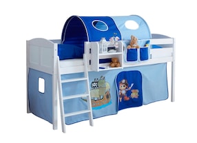 Hochbett "Eric" Country Kiefer Weiß Motiv