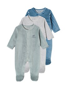 3er-Pack Baby Samt-Strampler BASIC