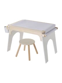 Bausteintisch für Klemmbausteine, Kinder-Spieltisch mit Hocker, Holz FSC®
