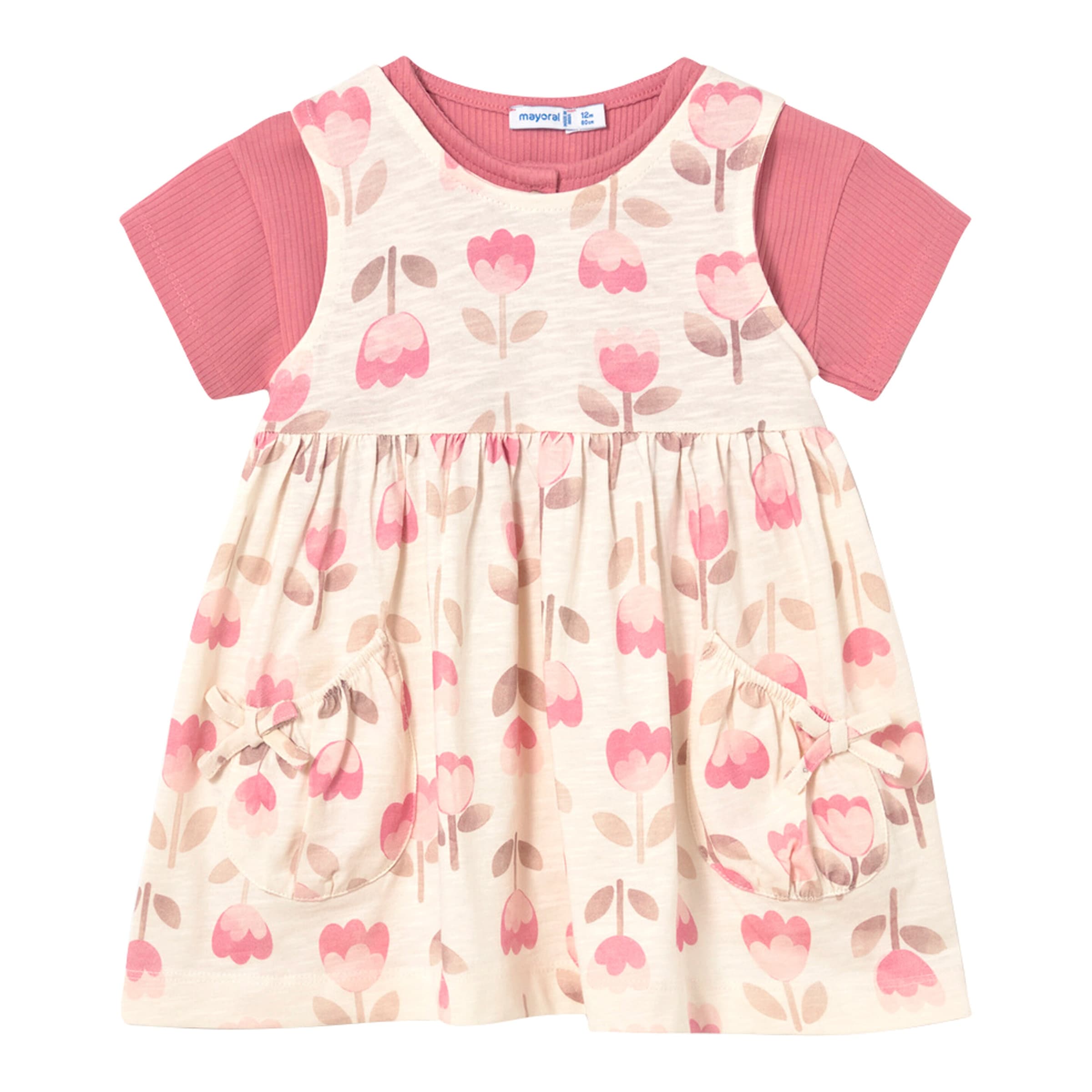 Mayoral Baby 2-tlg. Set Kleid ohne Arm und Jacke kurzarm Blumen