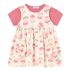 2-tlg. Set Kleid ohne Arm und Jacke kurzarm Blumen