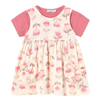 2-tlg. Set Kleid ohne Arm und Jacke kurzarm Blumen