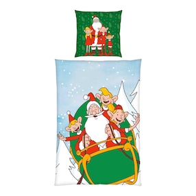 Parure de lit réversible flanelle Le Monde secret du Père Noël 80x80 / 135x200 cm
