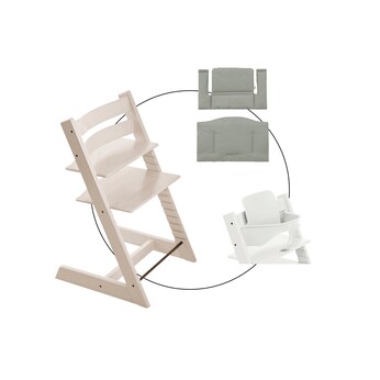 Bundle Treppenhochstuhl inkl. Sitzkissen Classic Glacier Green und Babyset