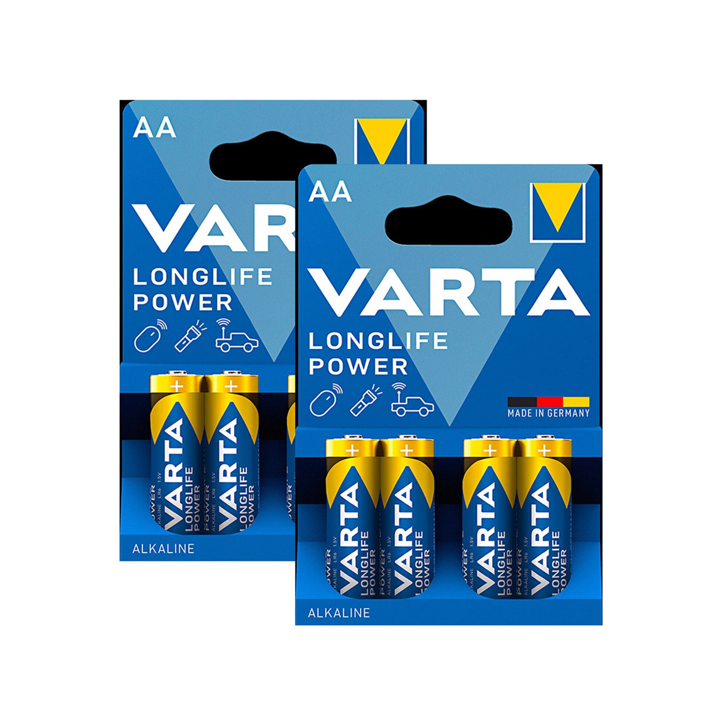 Longlife-Power-Batterien AA, 8 Stück
