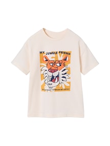 T-Shirt mit Tierprint Jungen, mit Recycling-Baumwolle