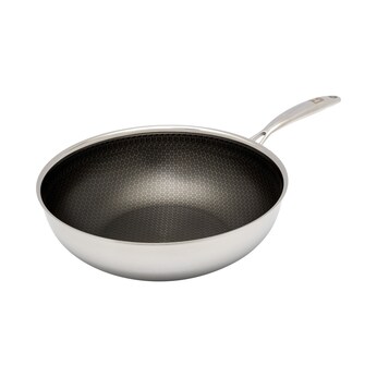 Wok met honingraatstructuur, roestvrij staal, 28 cm
