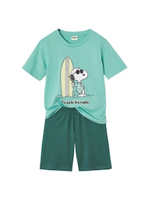 Kinder Sommer-Schlafanzug PEANUTS SNOOPY mit Surfer-Print