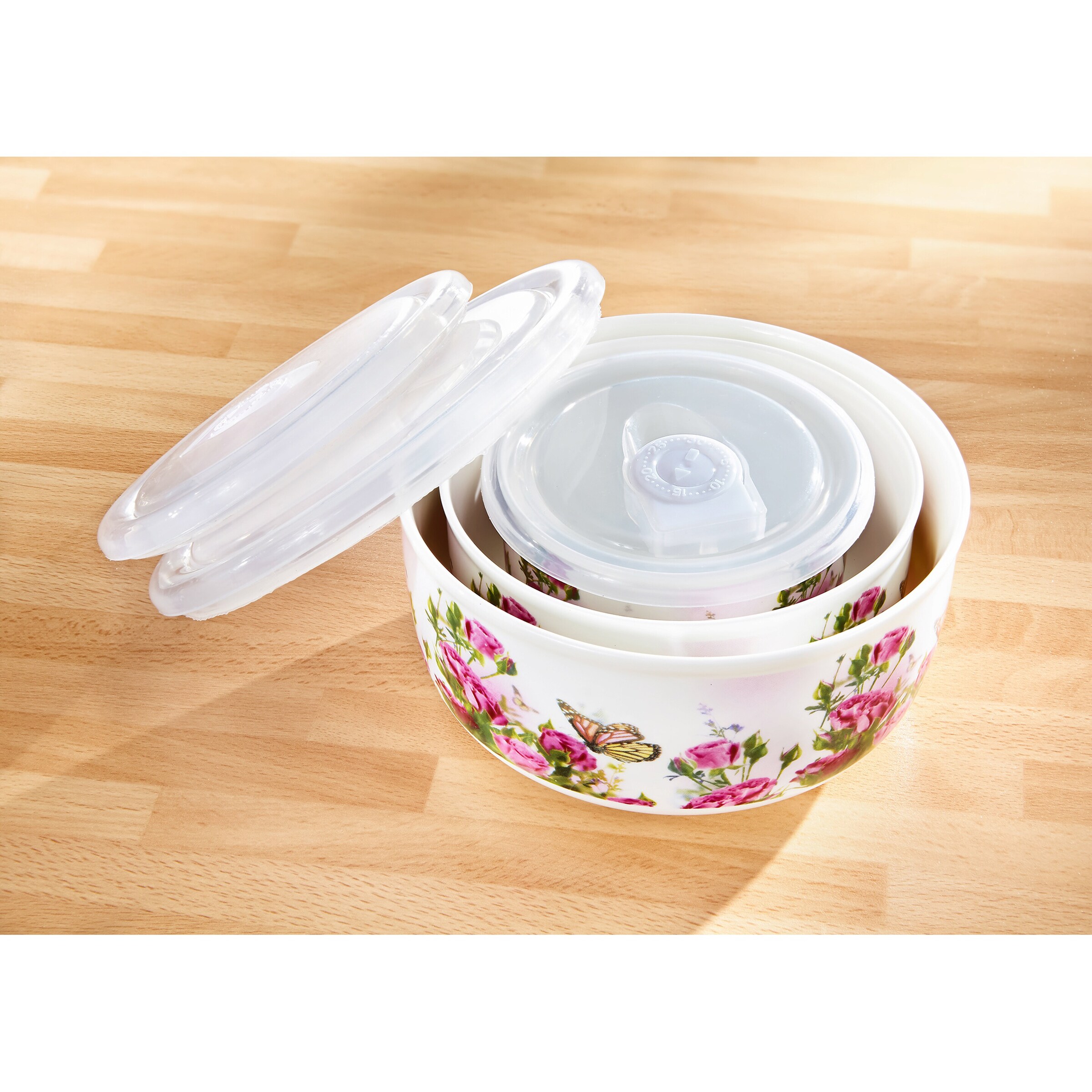 Porzellan-Frischhaltedosen-Set "Rosengarten", 6-teilig