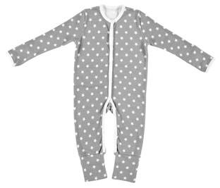 Schlafanzug mit Klappbündchen (BIO-Baumwolle) - Stars silber