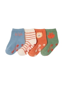 4er-Pack Baby Stoppersocken, Löwe und Nilpferd