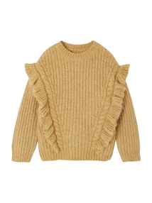 Strickpullover mit Rüschen und Zopfmuster Mädchen