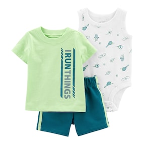 3-tlg. Set Body ohne Arm, T-Shirt und Shorts Sport
