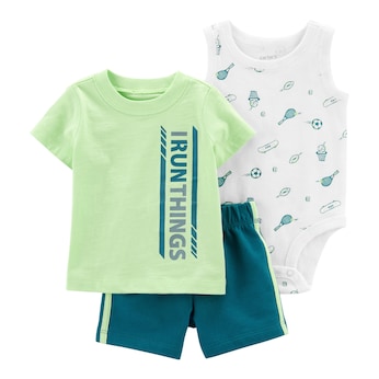 3-tlg. Set Body ohne Arm, T-Shirt und Shorts Sport