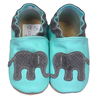 Krabbelschuhe Elefant hellblau