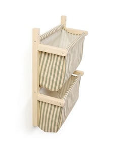 Wand-Organizer mit Stofftaschen gestreift grün