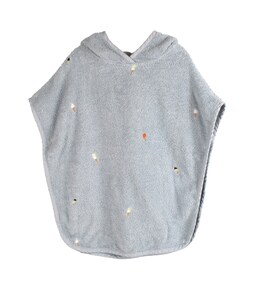 Badeponcho mit Stickmuster GOTS - Pearl Blue